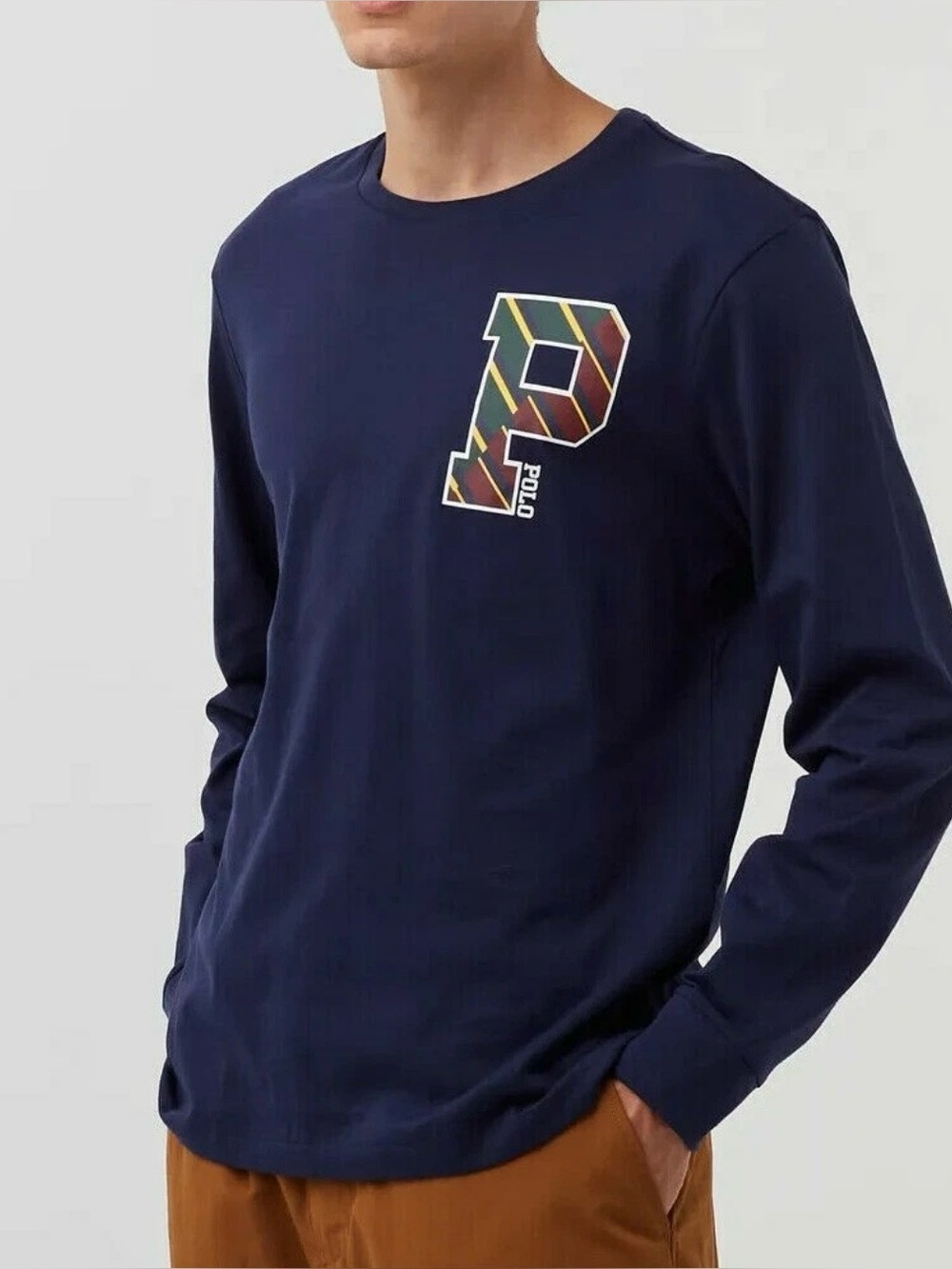Polo Ralph Lauren Varsity Logo T-shirt Men’s XL Navy Blue Fall Campus Preppy